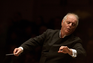 A visually lyric moment as Daniel Barenboim conducts Beethoven's Symphony No. 2 in the first half of his concert with the West-Eastern Divan Orchestra, held at Carnegie Hall on February 3, 2013.
