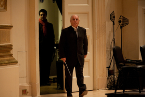 Barenboim makes his entrance onstage for the massive Beethoven Ninth Symphony.
