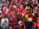 Sourdough Sam, the mascot for the San Francisco 49ers, looks on in January 2012.
