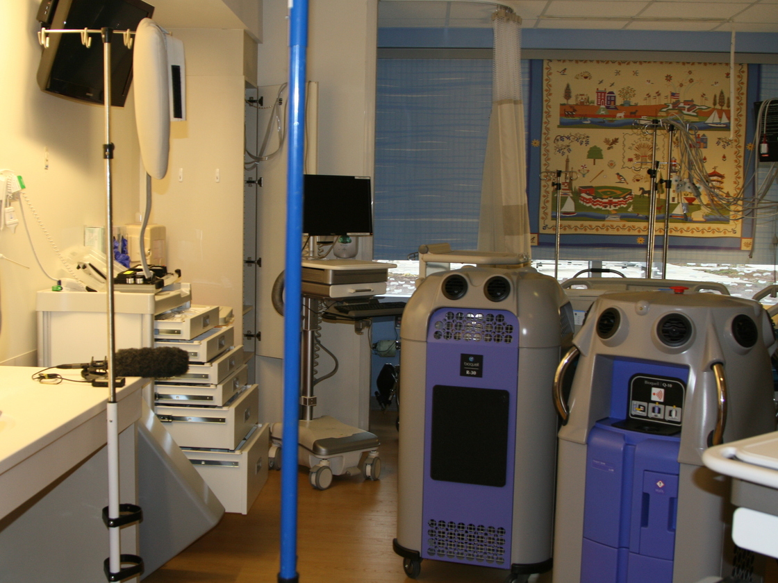 Disinfecting robots at Johns Hopkins Hospital in Baltimore spray rooms with toxic doses of hydrogen peroxide to kill dangerous drug-resistant bacteria.