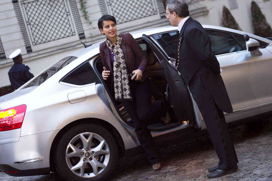 French Minister for Women's Rights and Government Spokesperson Najat Vallaud-Belkacem wearing pants.