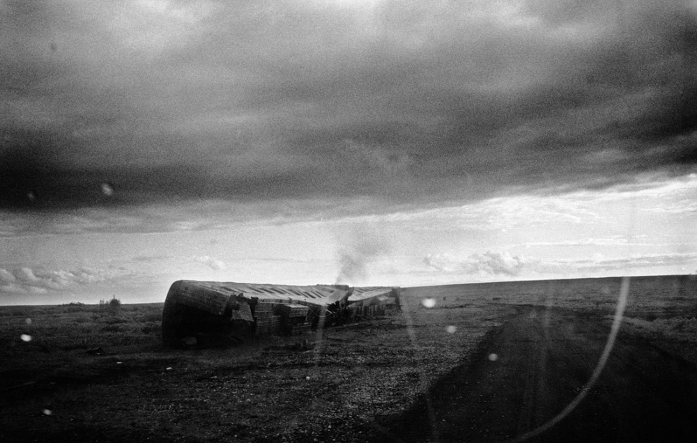 An abandoned train car outside Vorkuta, a coal mining town in Russia just north of the Arctic Circle.