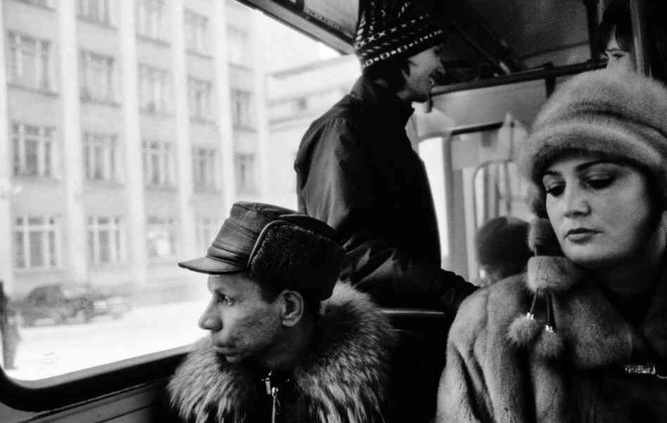 Inside a bus on Lenin Avenue, the main street of Vorkuta and center of the city.