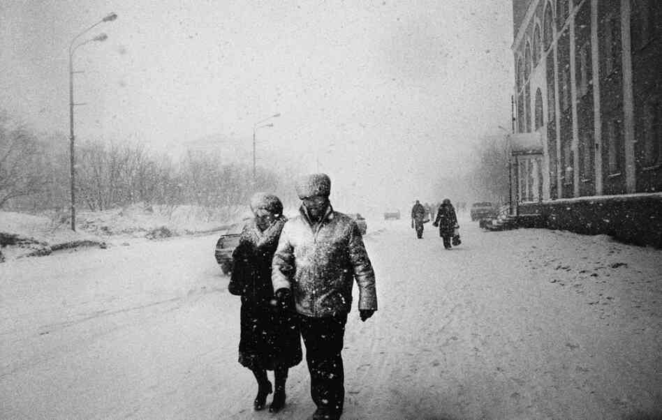 Even in the springtime snowfall buries the city.