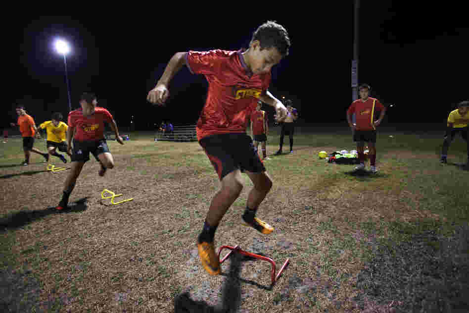 Louis Jimenez, 14, attends soccer practice for his team, the Orlando Stars, at the Archie Gordon Memorial Park in Kissimmee.