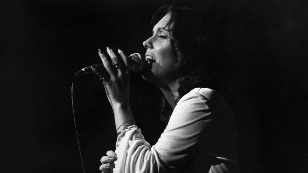 Karen Carpenter, of The Carpenters, performs in London in 1974.