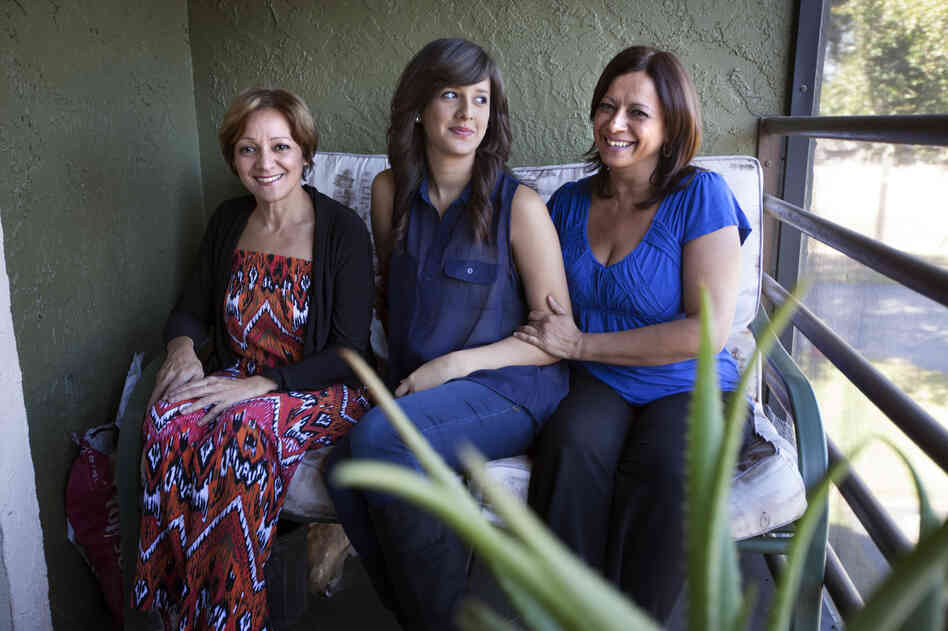 Arlene Bonet (right), shown with her daughter, Didra, and her sister Genoveva (left), lives in Orlando, Fla. Bonet's daughter, who works part time and attends college part time, lives with her.