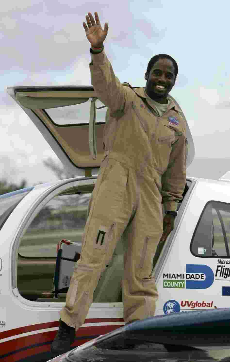 Irving returned to the Miami-area city he left March 23, 2007 in a Columbia 400 built of donated parts. He was optimistic his 27,000-mile continent-hopping trip aboard the "Inspiration" would live up to the plane's name and motivate young people _ especially minorities.