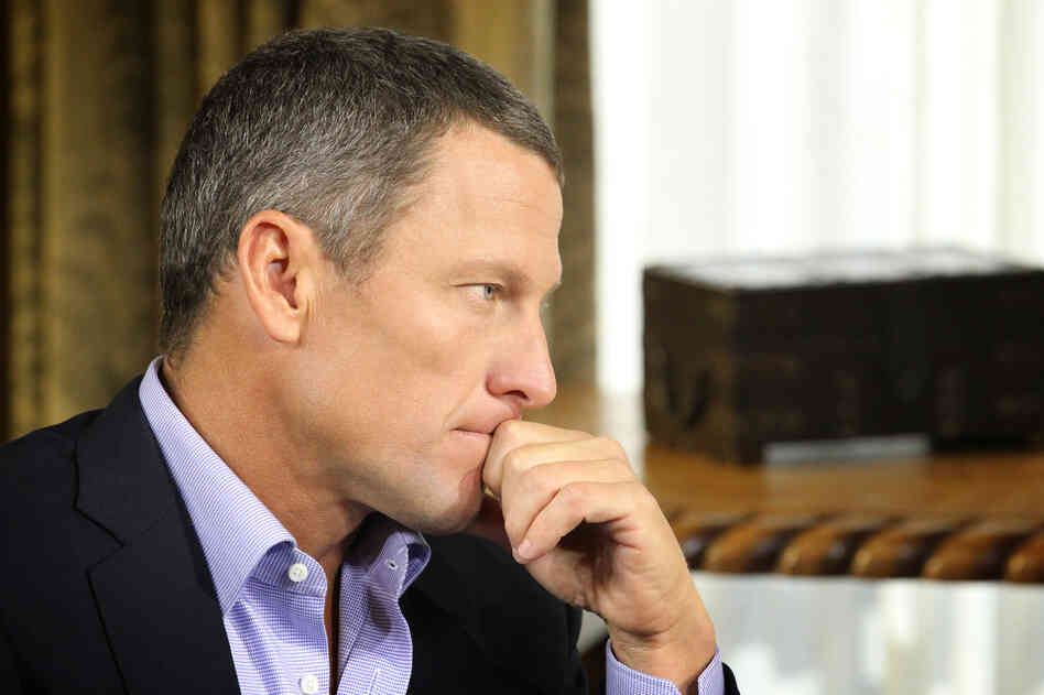 Lance Armstrong during a January interview with Oprah Winfrey regarding the controversy surrounding his cycling career.