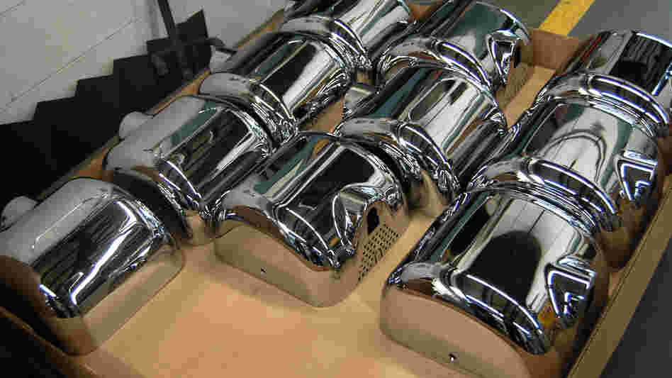 The Xlerator hand dryer is made almost entirely of American components and assembled in Massachusetts. But the company's owner says it's simply not cost-effective to use an American-made motor.