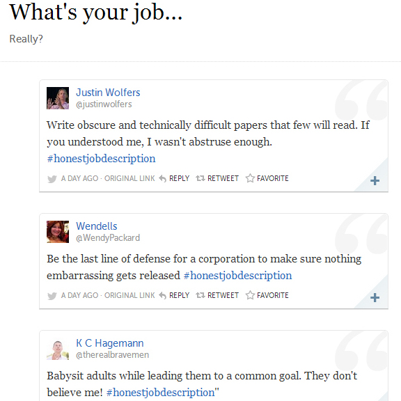#honestjobdescription