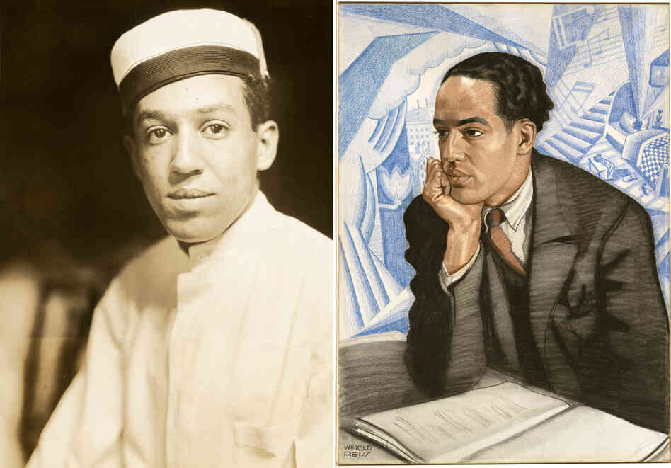 Langston Hughes' first publicity photo, taken in 1925, showed him as a bellhop. The same year, German painter Winold Reiss depicted a more sophisticated, powerful Hughes. Langston Hughes' first publicity photo, taken in 1925, showed him as a bellhop. The same year, German painter Winold Reiss depicted a more sophisticated, powerful Hughes.