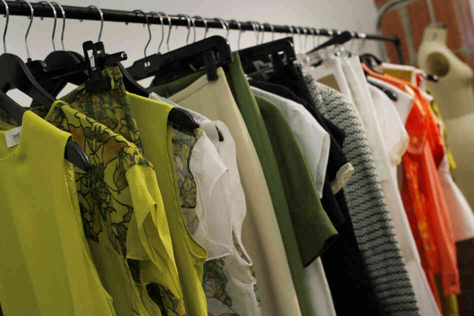 Vosovic's Spring 2013 collection was picked up by 23 new stores. Some of its samples hang on racks inside his studio. 