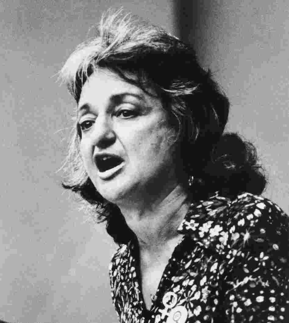 Betty Friedan, co-founder of National Organization for Women (NOW), speaks during the Women's Strike for Equality event in New York on Aug. 26, 1970, the 50th anniversary of women's suffrage.