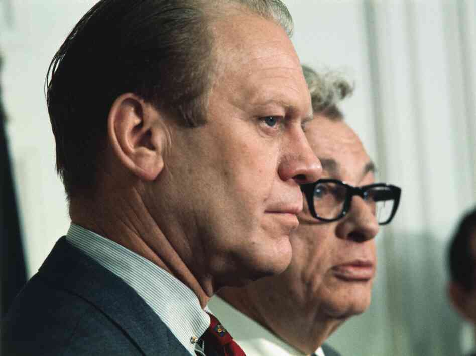 Sen. Everett Dirksen and then-Rep. Gerald Ford, shown in 1969, delivered the first televised response to the State of the Union address in 1966. Sen. Everett Dirksen and then-Rep. Gerald Ford, shown in 1969, delivered the first televised response to the State of the Union address in 1966.