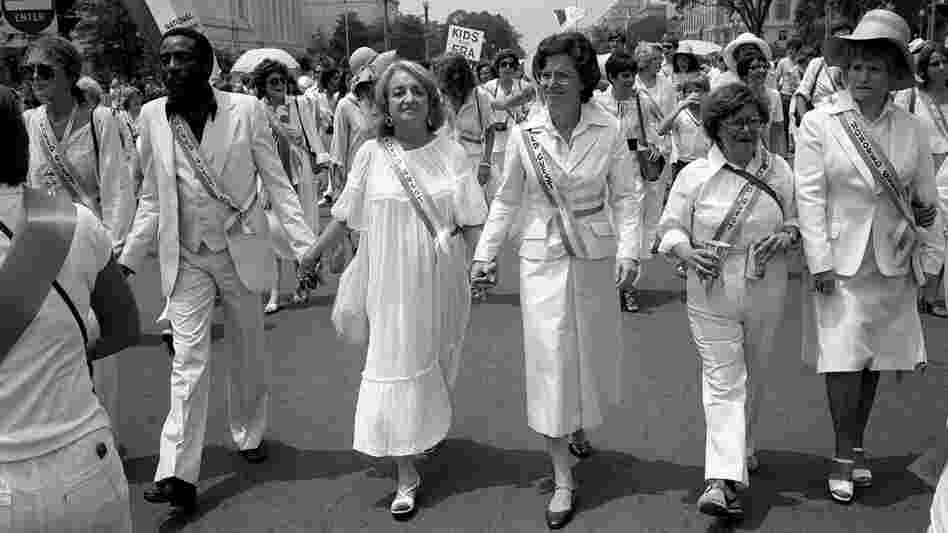 Leading supporters of the Equal Rights Amendment march in Washington on Sunday, July 9, 1978, urging Congress to extend the time for ratification of the ERA. From left: Gloria Steinem, Dick Gregory, Betty Friedan, Rep. Elizabeth Holtzman, D-N.Y., Rep. Barbara Mikulski, D-Md., Rep. Margaret Heckler, R-Mass. Leading supporters of the Equal Rights Amendment march in Washington on Sunday, July 9, 1978, urging Congress to extend the time for ratification of the ERA. From left: Gloria Steinem, Dick Gregory, Betty Friedan, Rep. Elizabeth Holtzman, D-N.Y., Rep. Barbara Mikulski, D-Md., Rep. Margaret Heckler, R-Mass.