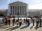 People wait in line to enter the Supreme Court as the term began in October. People wait in line to enter the Supreme Court as the term began in October.