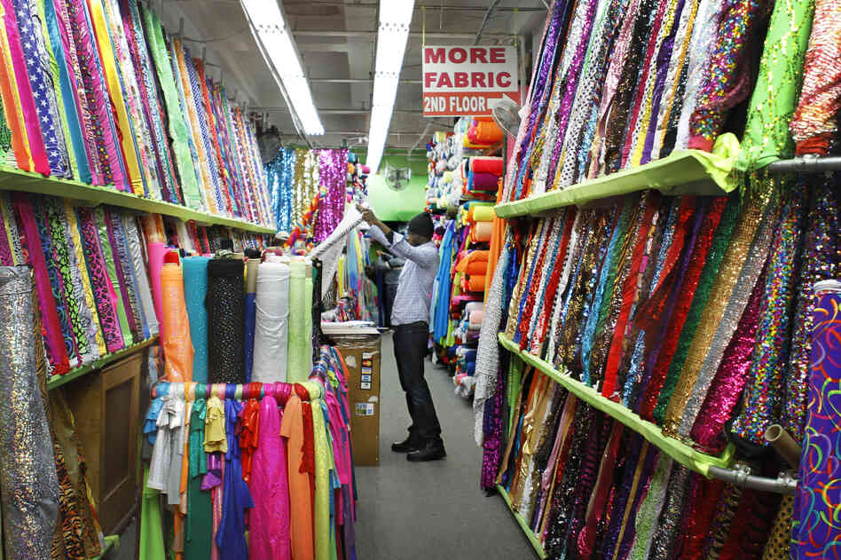 The Garment District's factories and wholesale and retail shops, including Spandex World on West 38th Street, employ about 7,100 people.