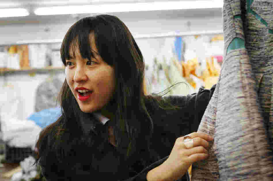 Yee reviews her Spring 2013 line on Wednesday, just before it's delivered to stores in New York.