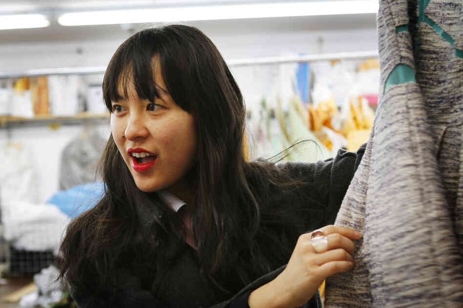 Yee reviews her Spring 2013 line on Wednesday, just before it's delivered to stores in New York.