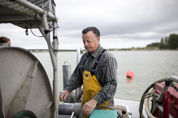 Capt. Gordon Botkin, aboard the Miss Delta in the Fraser River near Vancouver, is helping researchers study the sockeye salmon population. The MSC recently certified sockeye as "sustainable," even though scientists argue that their population is declining.