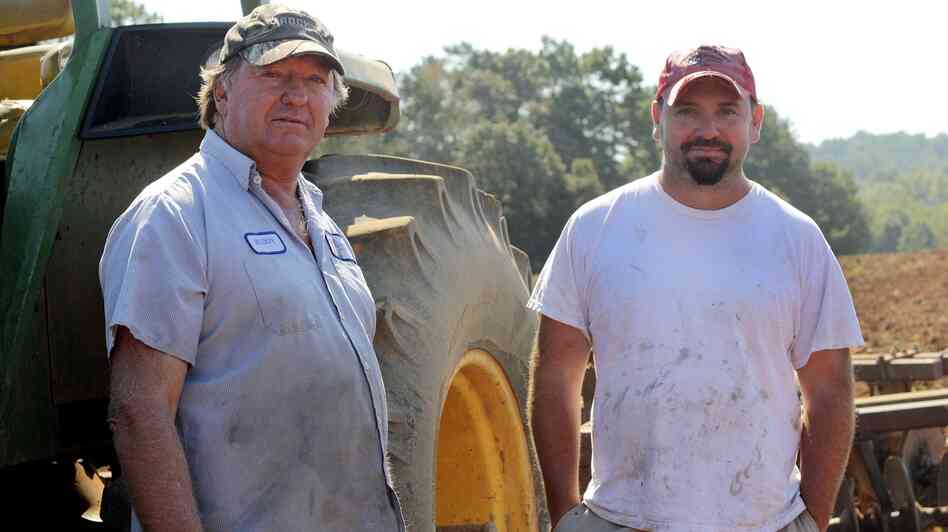 North Carolina farmers Buddy Hoffner (left) and son Chris  have been growing barley for Riverbend Malt House in Asheville since 2010. Riverbend then processes the grain into malt for use by local breweries.