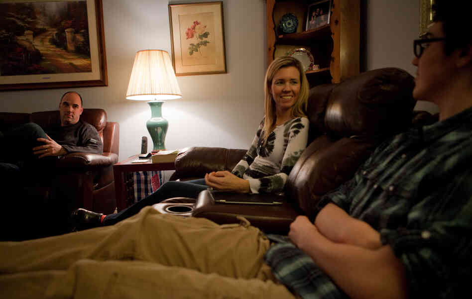 David and Sue Jordan talk to their son, David, 13. Making sure their children can still hold a conversation with adults and maintain eye contact is highly valued. David and Sue Jordan talk to their son, David, 13. Making sure their children can still hold a conversation with adults and maintain eye contact is highly valued.