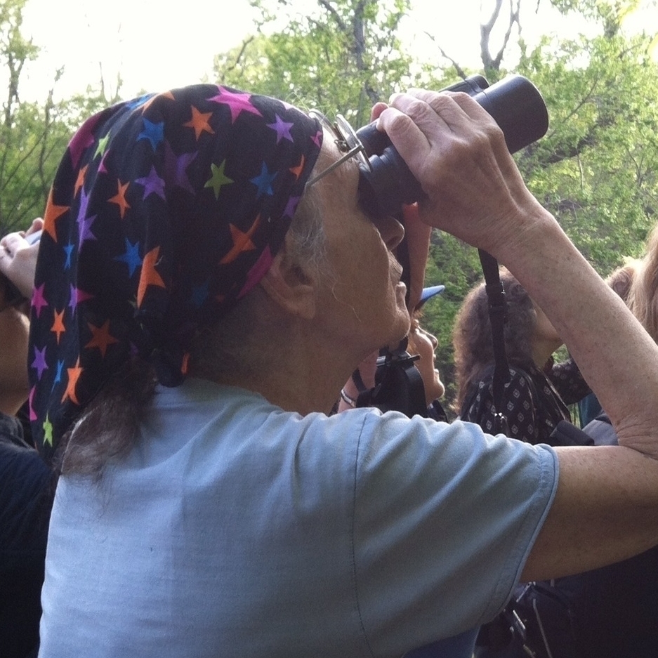 Saphir leads a bird walk in Central Park during spring migration last year.