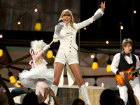 Taylor Swift gives the opening performance at the 55th Annual Grammy Awards Sunday in Los Angeles.