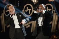 Justin Timberlake and Jay-Z perform at the Grammys.