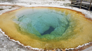 A hot spring at Yellowstone National Park. The super volcano that lurks below Yellowstone has blown its top three times in the past 2 million years.