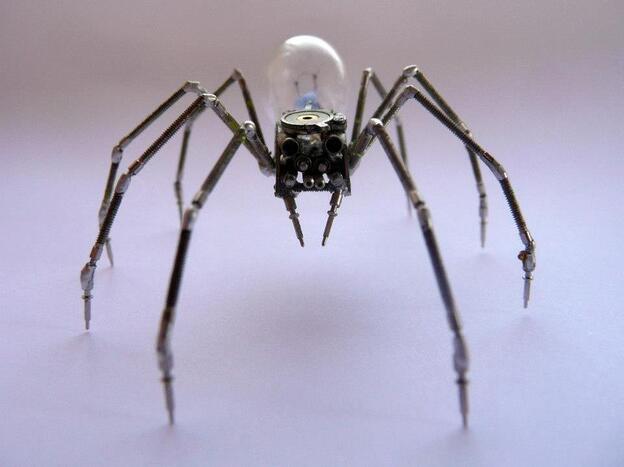 Mechanical spider made from watch parts.
