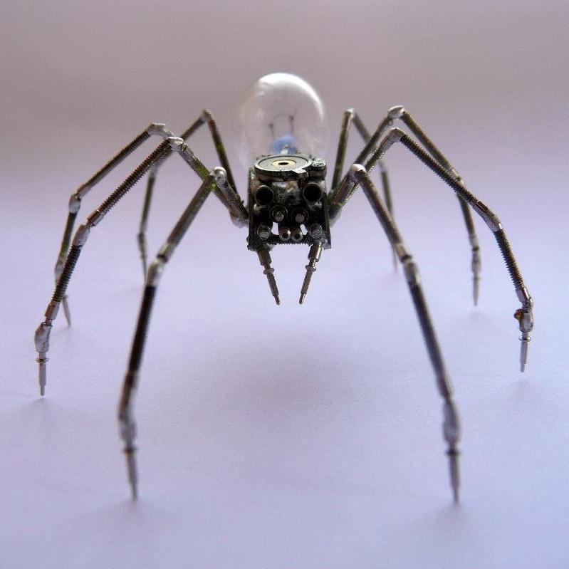 Mechanical spider made from watch parts.