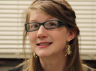 Emily and her beetle earrings. Emily and her beetle earrings.