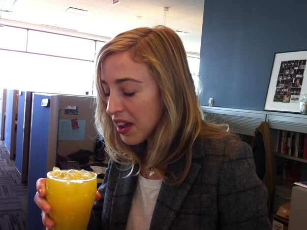 Eva reacts.