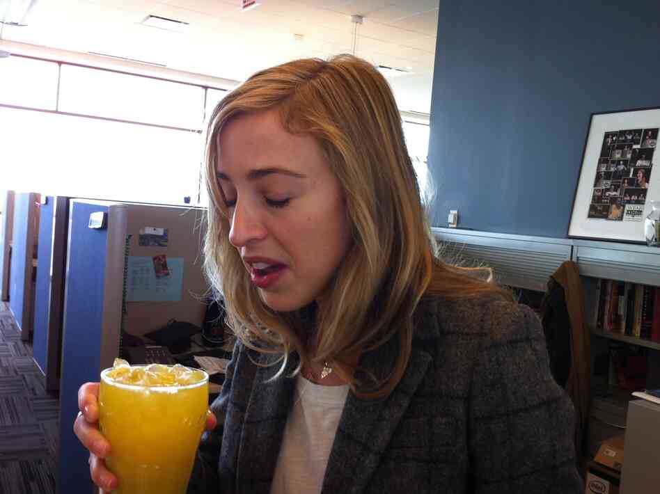 Eva reacts.