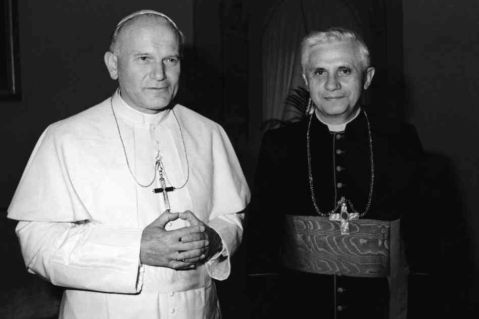 Ratzinger is seen with Pope John Paul II in 1979. Two years later, John Paul II tapped Ratzinger to head the Vatican's doctrinal office, the Congregation for the Doctrine of the Faith.