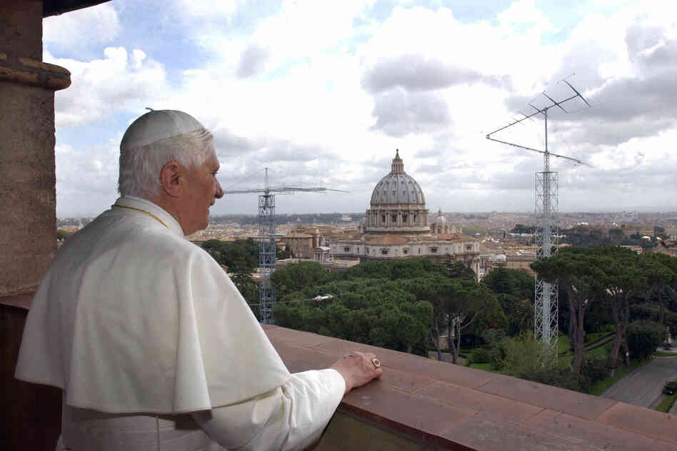 Newly elected Pope Benedict XVI visits his former apartment in Rome on April 20, 2005.