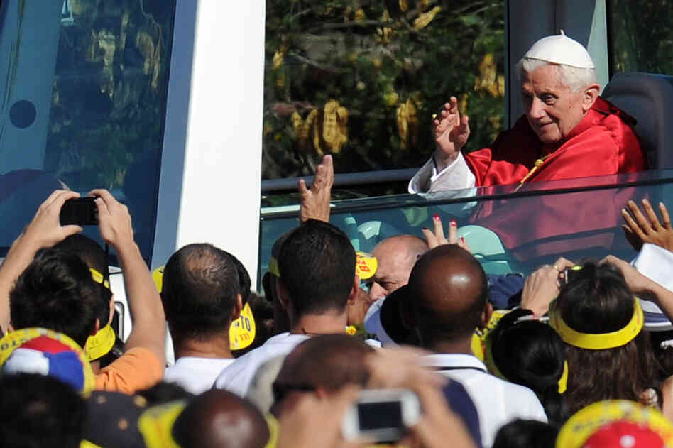 Pope Benedict arrives at Revolution Square in Havana, Cuba, in March 2012, to celebrate Mass.