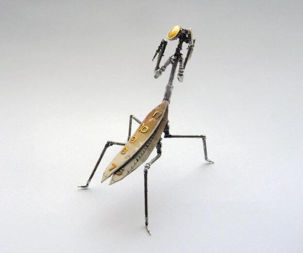 A mechanical praying mantis.