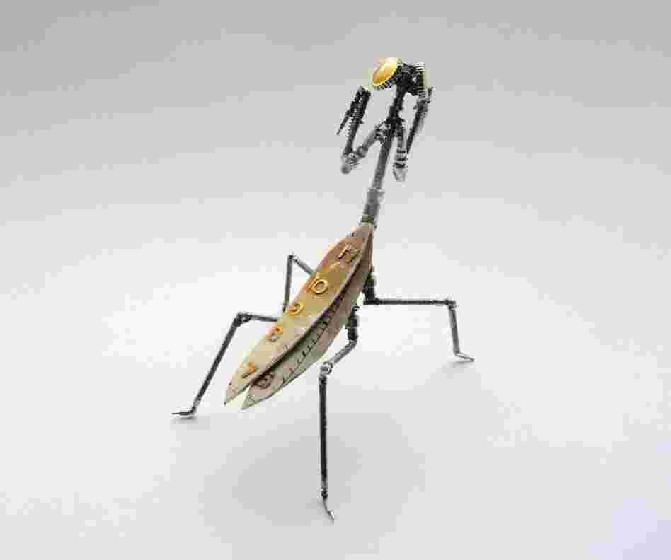 A mechanical praying mantis.