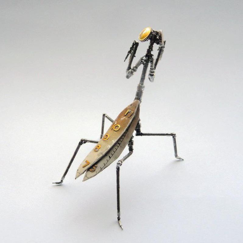 A mechanical praying mantis.