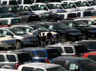 New Ford vehicles stand ready for buyers at the Sunrise Ford dealership