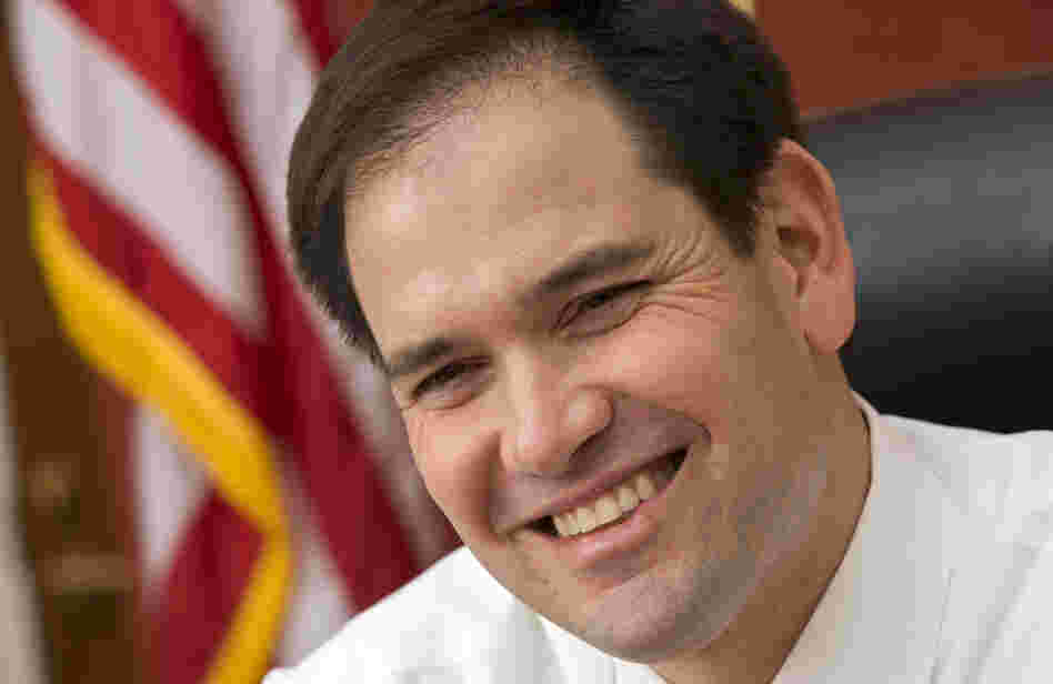 Sen. Marco Rubio, R-Fla., speaks at his Capitol Hill office on Feb. 7. On Tuesday night, he delivered the Republican response to President Obama's State of the Union address.
