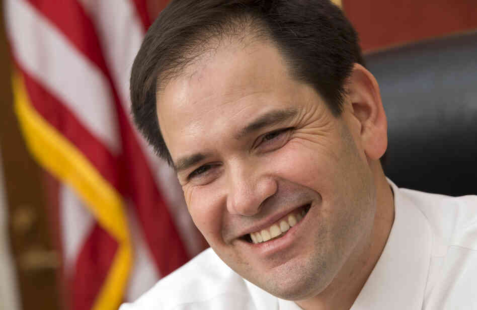 Sen. Marco Rubio, R-Fla., speaks at his Capitol Hill office on Feb. 7. On Tuesday night, he delivered the Republican response to President Obama's State of the Union address.