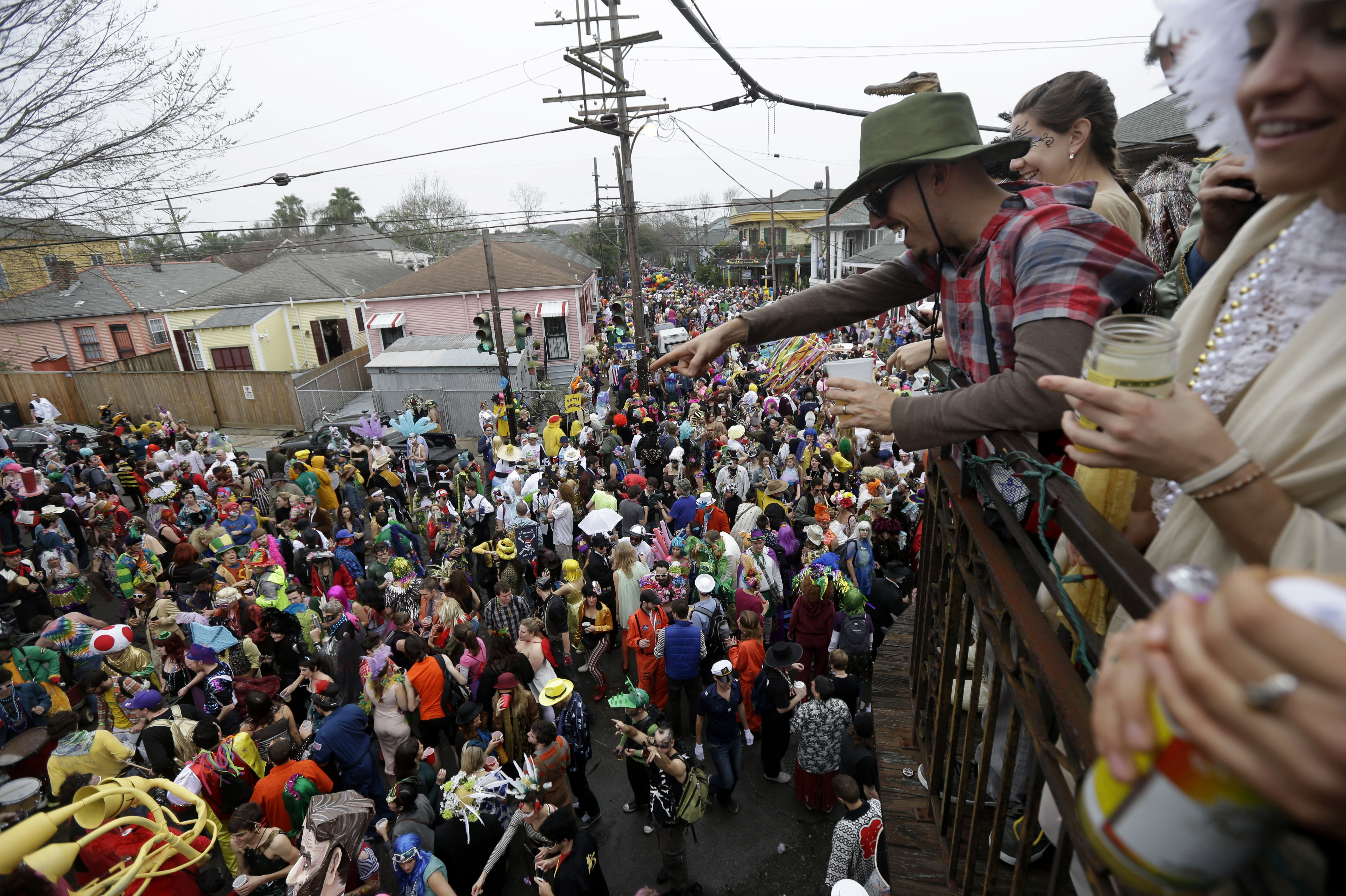 Tuesday: More of the scene at the start of the Society of Saint Anne parade.