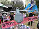 A protest against drone strikes outside the Dirksen Senate Office Building in Washington last week.