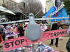 A protest against drone strikes outside the Dirksen Senate Office Building in Washington last week.