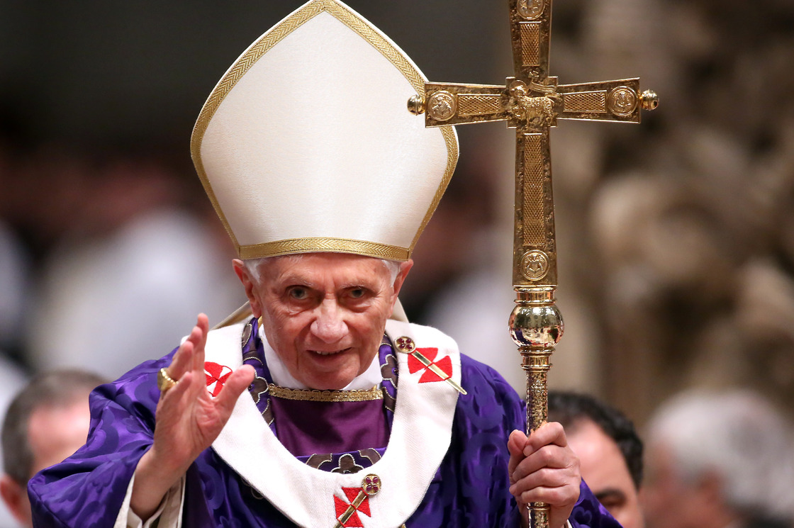 Pope Benedict XVI leads the Ash Wednesday service at St. Peter's Basilica on Wednesday.