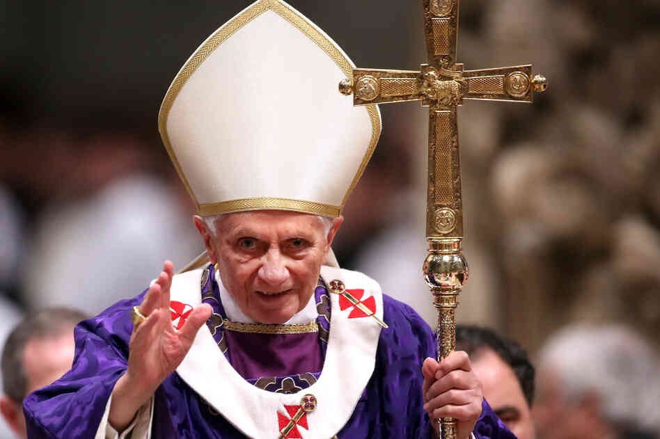 Pope Benedict XVI leads the Ash Wednesday service at St. Peter's Basilica on Wednesday.